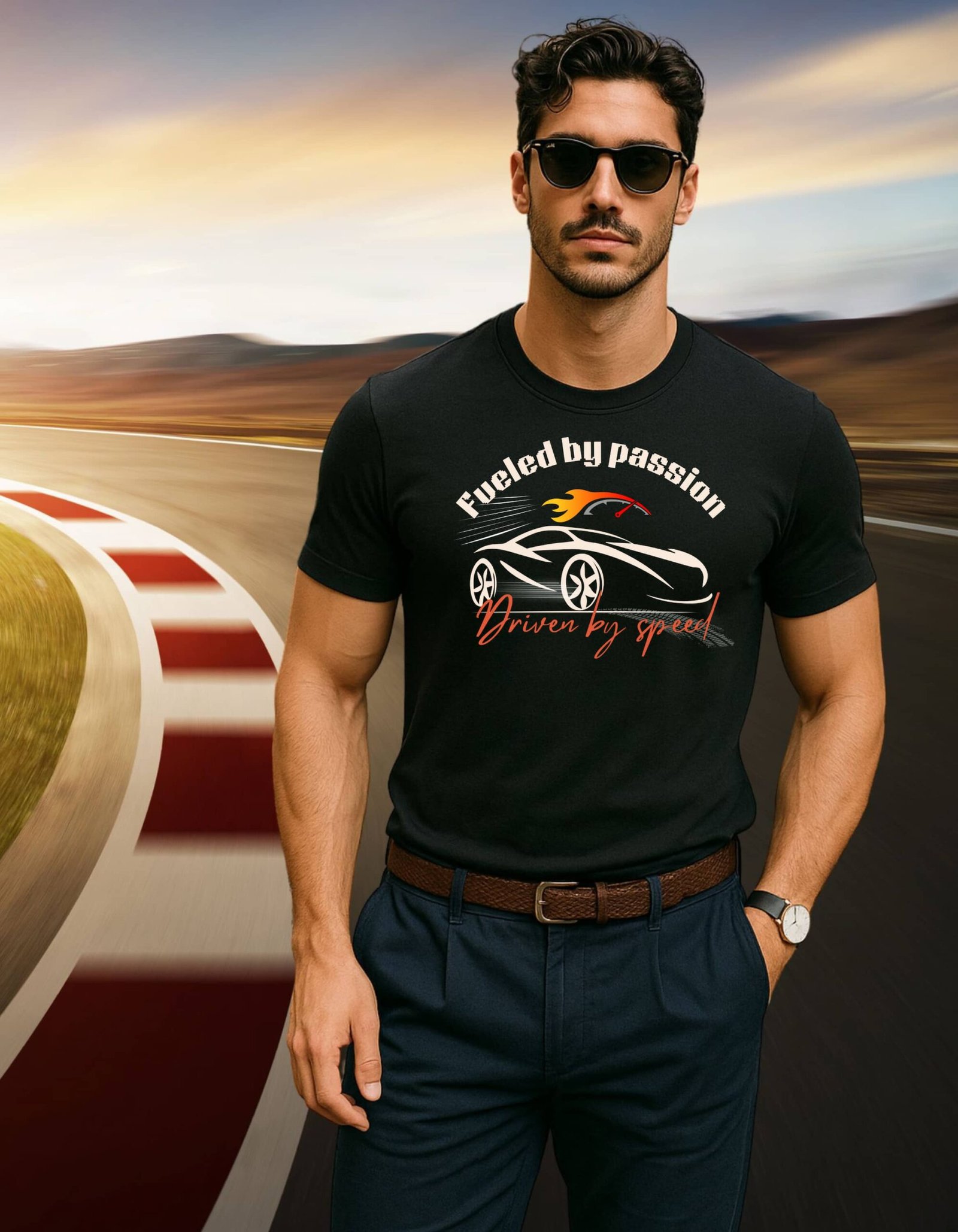 For speed lovers and car enthusiasts, this sleek design blends passion and horsepower with fire and flair.