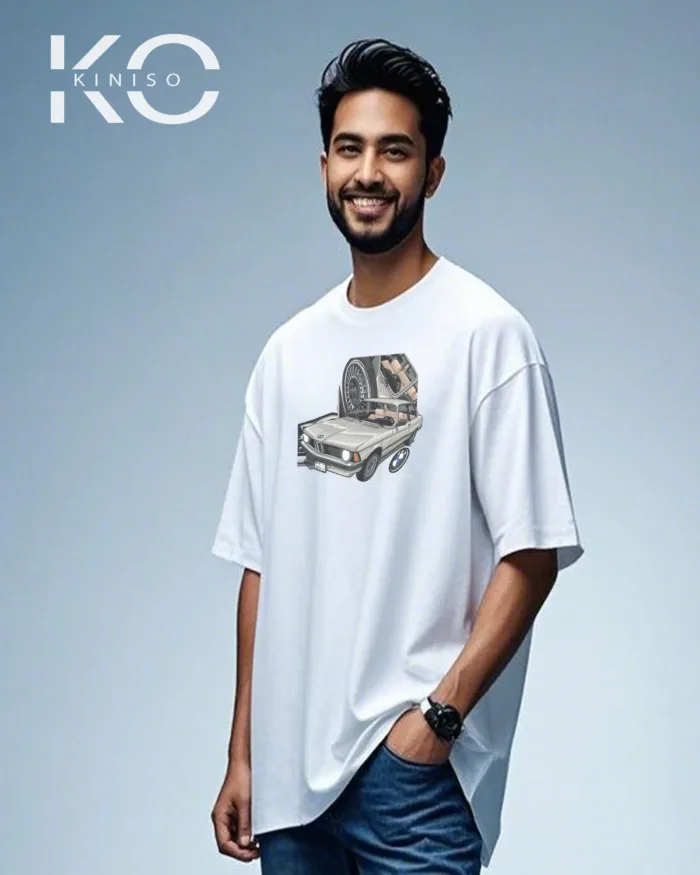 Graphic car t-shirts for males with BMW E21 Design Print - Image 4