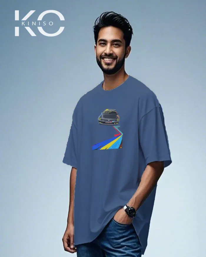 Graphic vehicle t shirt for guys with Car Track Print