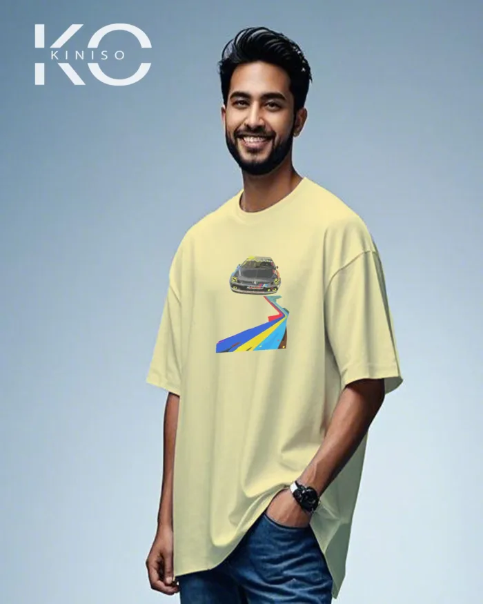 Graphic vehicle t shirt for guys with Car Track Print - Image 8