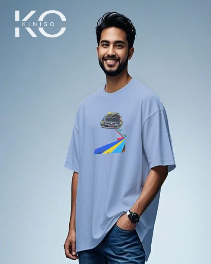 Graphic vehicle t shirt for guys with Car Track Print - Image 6