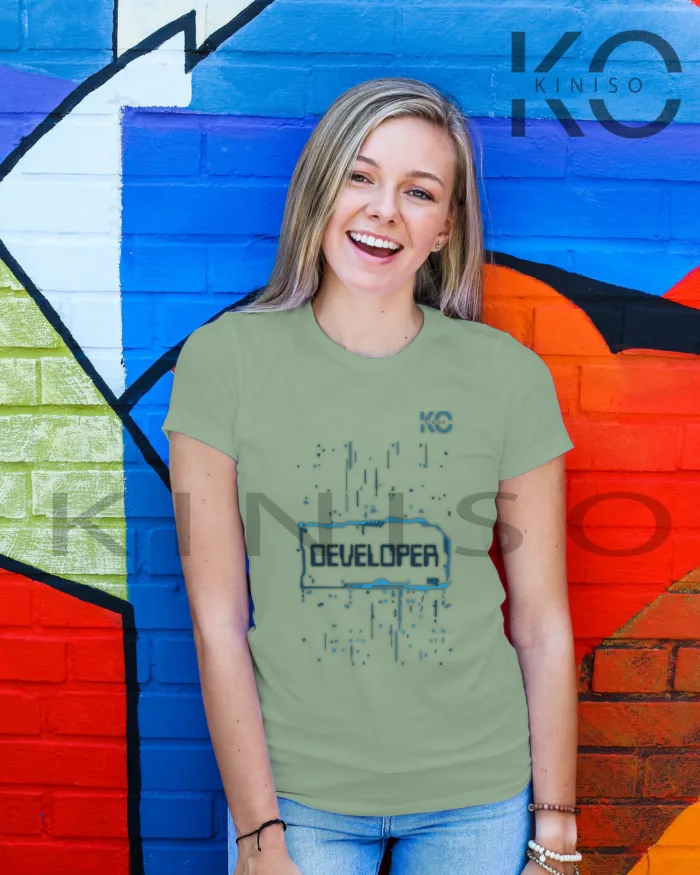 Engineer T-shirt - "Developer" - Geeky Girl's Crew Neck Half Sleeve Tee Shirt in Bangladesh - Image 3
