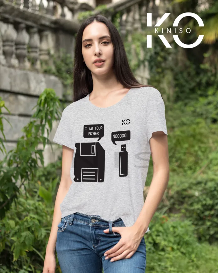 Engineer T-shirt - "Floppy to USB I Am Your Father" - Geeky Women's Half Sleeve Tshirt in Dhaka - Image 3