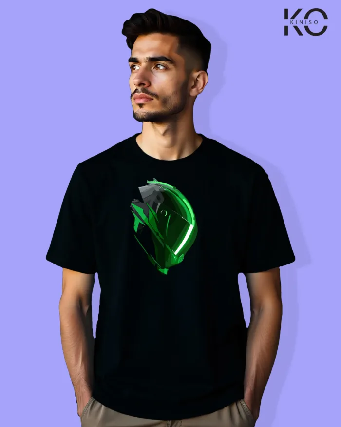 Green Helmet Designed Graphic Motorcycle tees for Men - Image 8