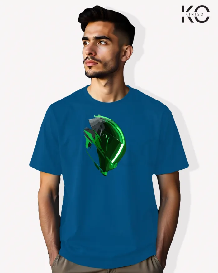 Green Helmet Designed Graphic Motorcycle tees for Men - Image 2