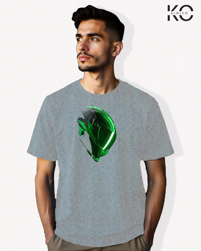 Green Helmet Designed Graphic Motorcycle tees for Men - Image 4