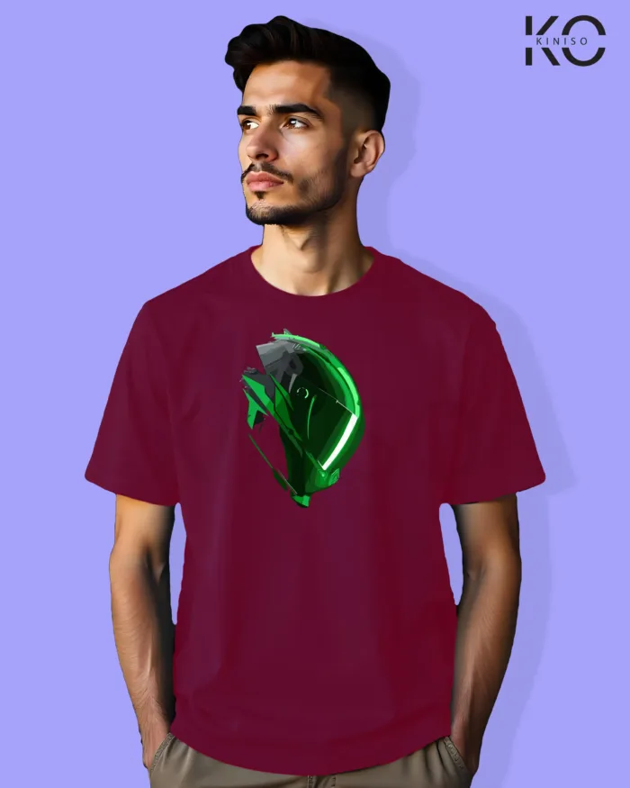 Green Helmet Designed Graphic Motorcycle tees for Men - Image 5