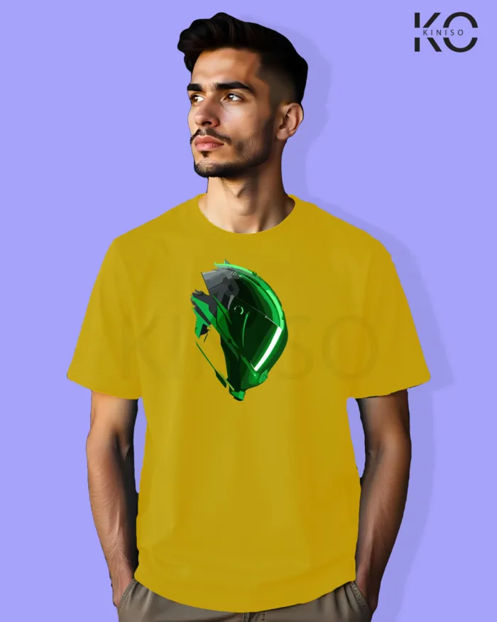 Green Helmet Designed Graphic Motorcycle tees for Men - Image 7