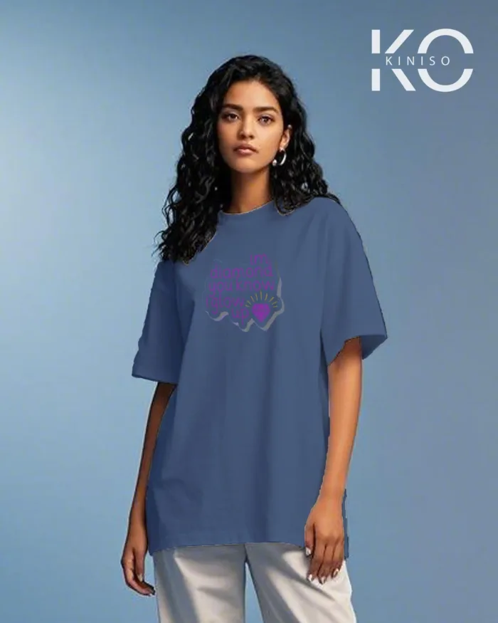 I Glow Up Diamond Printed K-pop T-shirt for Girls