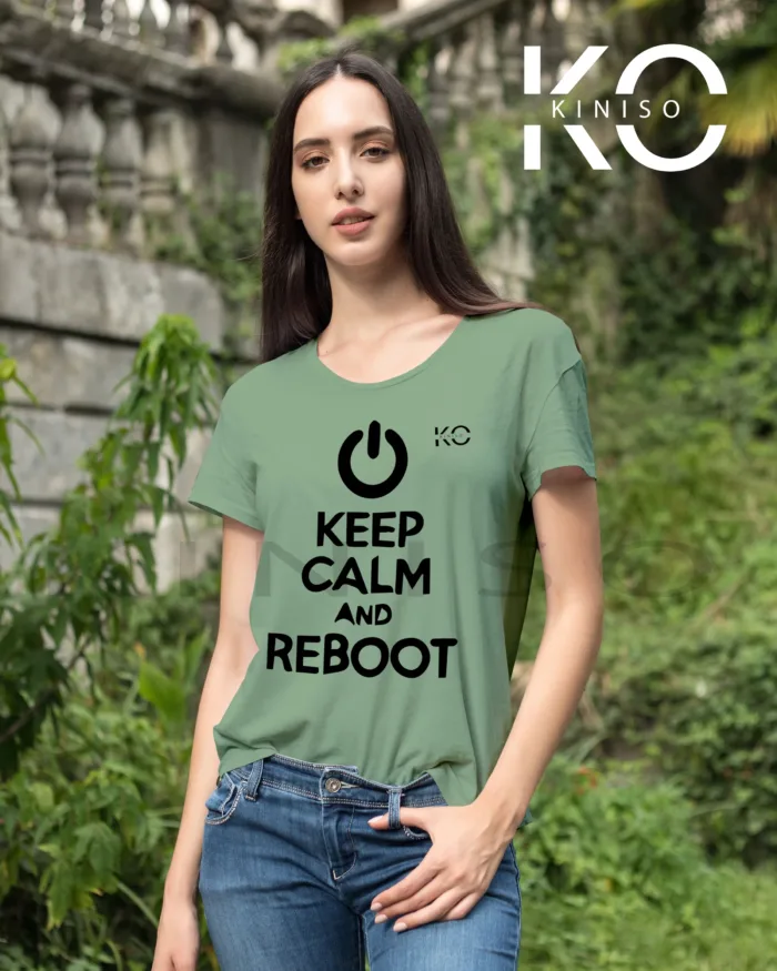 Engineer Tee - "Keep Calm And Reboot" - Geeky Women's Crew Neck Half Sleeve T-Shirt in Bangladesh - Image 3