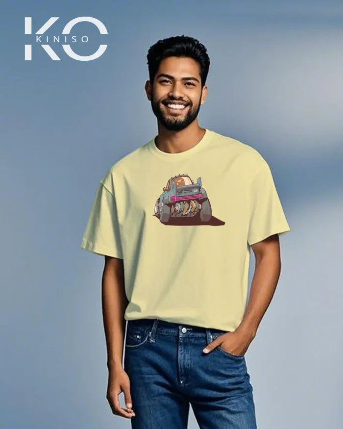 Vintage car t shirt for males with Old Racing Car Design - Image 3