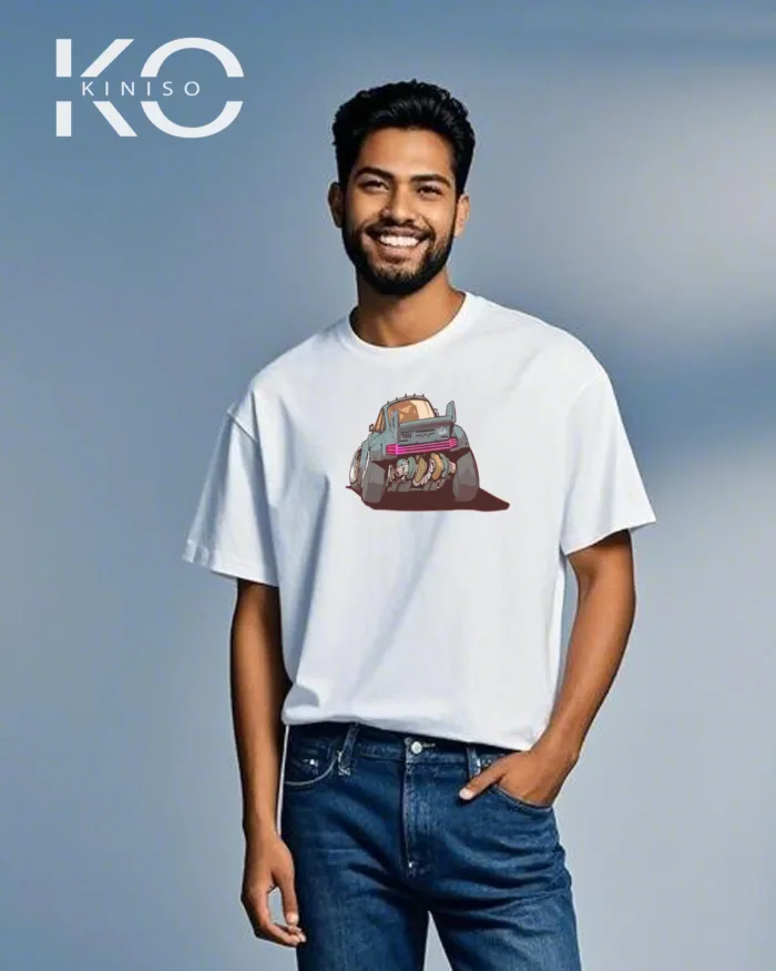 Vintage car t shirt for males with Old Racing Car Design - Image 7