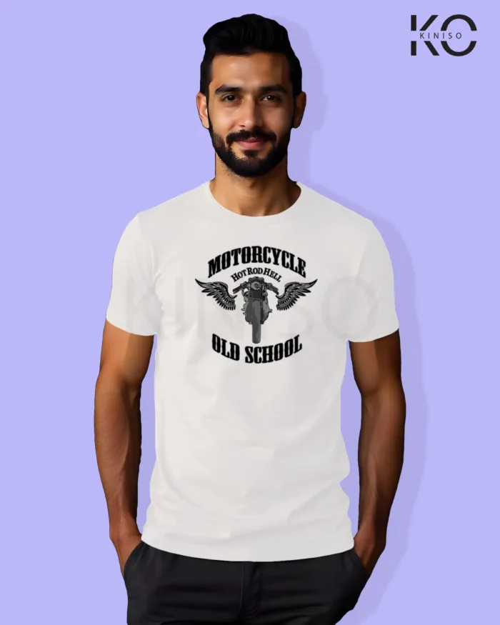 Old School Motorbike Designed Printed T-Shirts for Men - Image 6