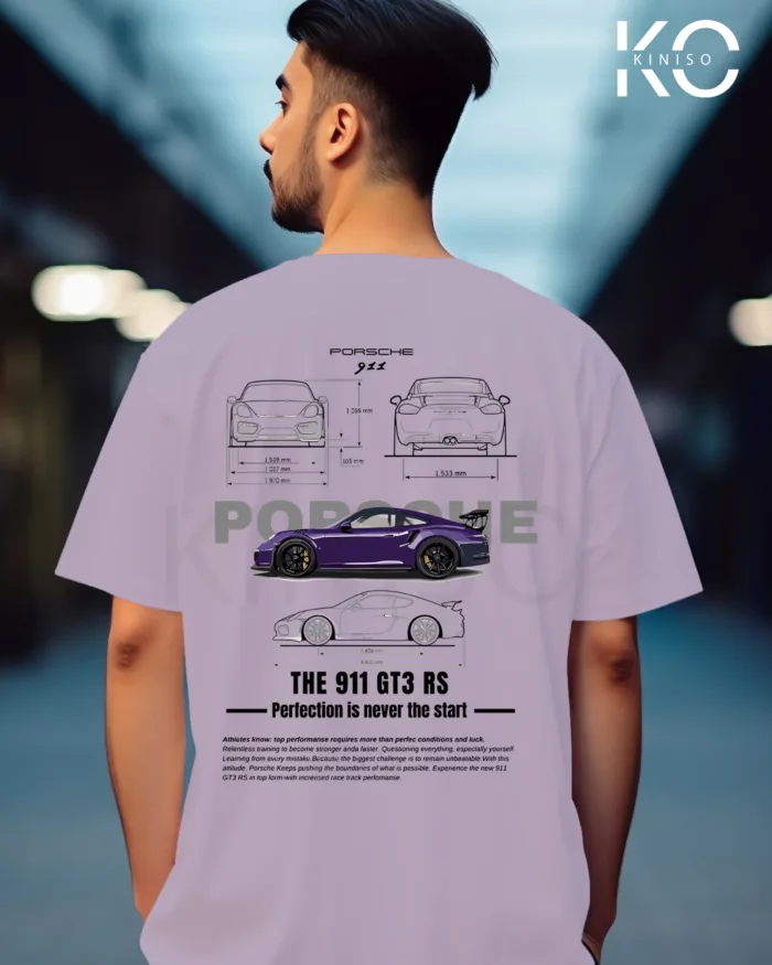 Graphic car t shirts for guys with Porsche 911 Blue Style Printed - Image 6