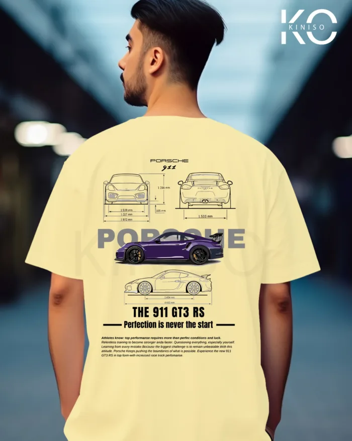 Graphic car t shirts for guys with Porsche 911 Blue Style Printed - Image 7