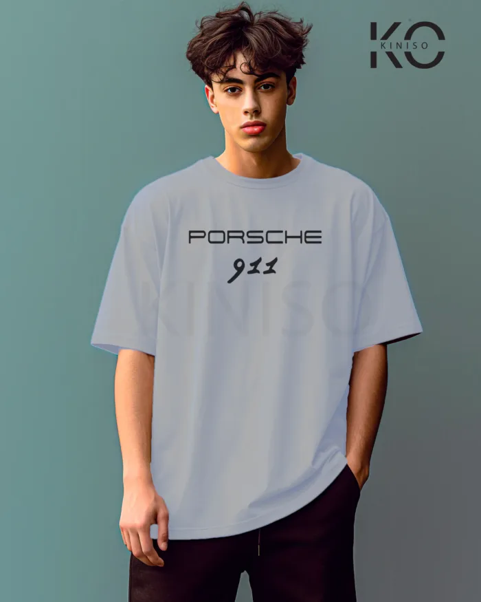 Graphic car t shirts for guys with Porsche 911 Blue Style Printed - Image 17