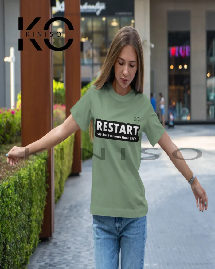 Engineer Tees - "Restart Solving the Problems Since 1977" - Geeky Women's Crew Neck Half Sleeve Tee Shirt in BD - Image 4
