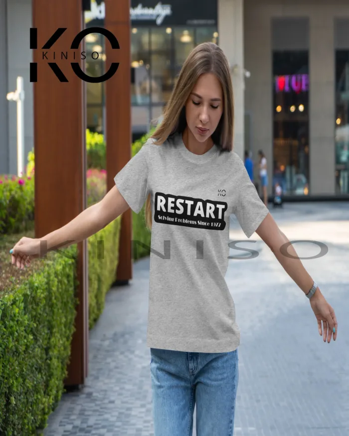 Engineer Tees - "Restart Solving the Problems Since 1977" - Geeky Women's Crew Neck Half Sleeve Tee Shirt in BD - Image 3