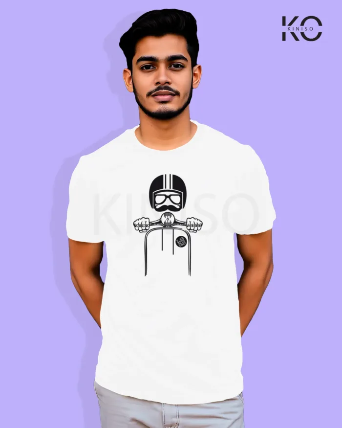 Motorcycle theme printed t-shirts with scooty rider design - Image 7