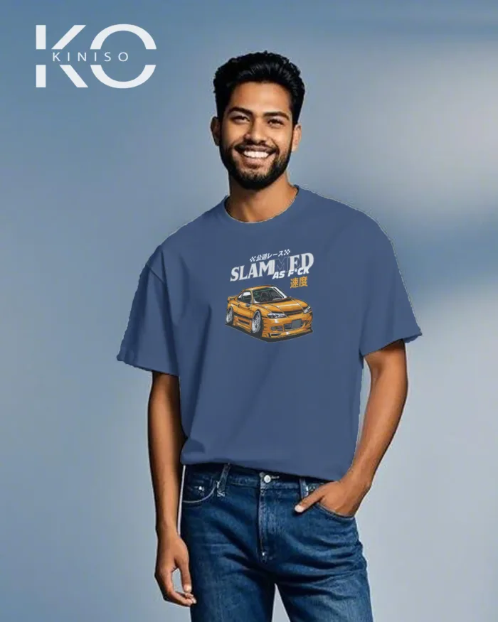 Racing Vehicle t shirts for men with Car Slammed Print