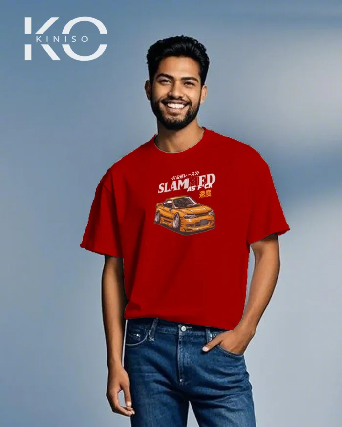 Racing Vehicle t shirts for men with Car Slammed Print - Image 7