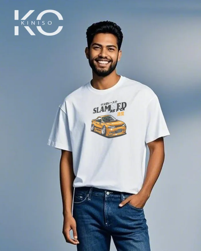 Racing Vehicle t shirts for men with Car Slammed Print - Image 6