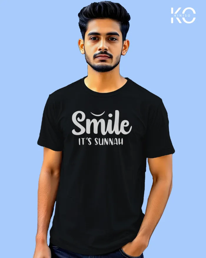 Sunnah Islamic T-shirt Design - Smile It's Sunnah - Modest Men's Crew Neck Half Sleeve tshirt in Bangladesh - Image 7