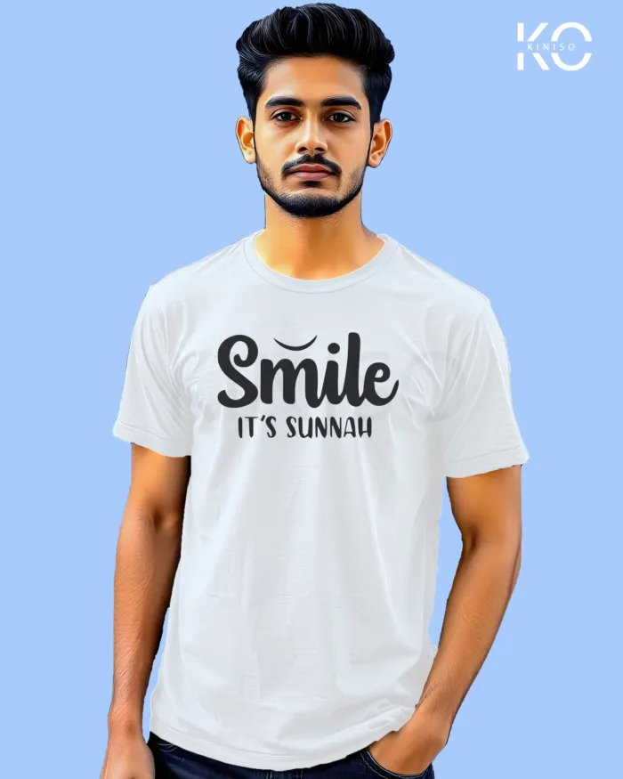 Sunnah Islamic T-shirt Design - Smile It's Sunnah - Modest Men's Crew Neck Half Sleeve tshirt in Bangladesh - Image 2