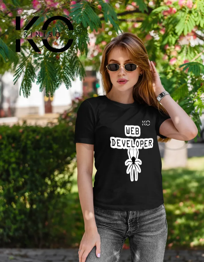 Engineer T-shirt - "Web Developer" - Geeky Women's Staff Neck Half Sleeve T-Shirt by Kiniso