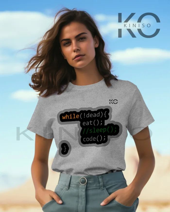 Engineer T-shirt - "While Not Dead" - Geeky Women's Crew Neck Half Sleeve T-Shirt in Bangladesh - Image 3