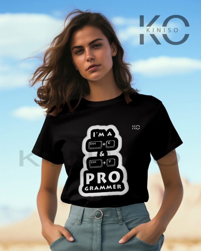 Engineer Tees - "ctrl-C ctrl-V Programmer" - Geeky Women's Staff Neck Half Sleeve T-Shirt in BD - Image 4