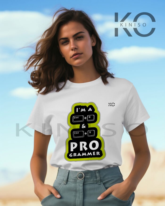 Engineer Tees - "ctrl-C ctrl-V Programmer" - Geeky Women's Staff Neck Half Sleeve T-Shirt in BD