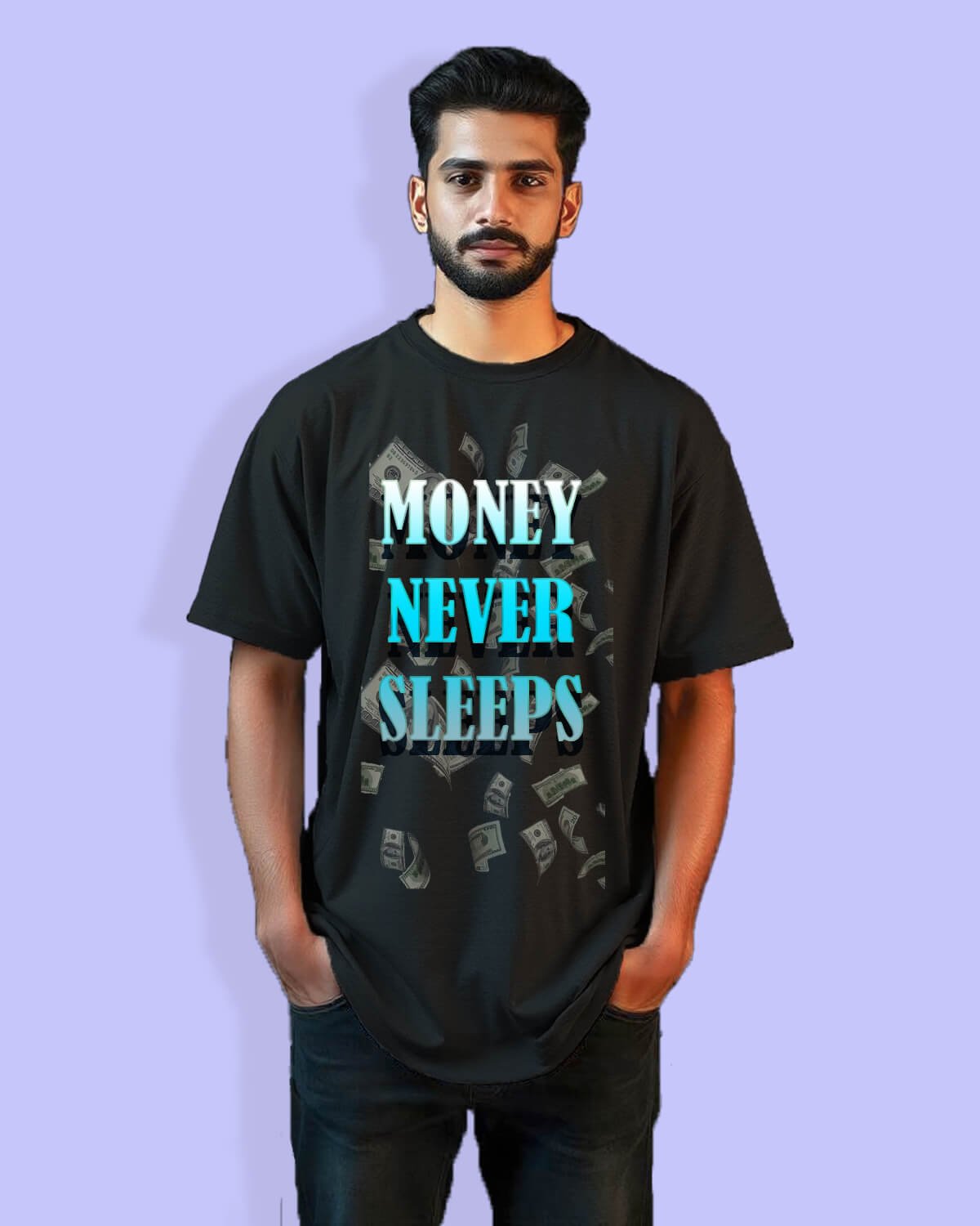 MONEY NEVER SLEEPS BALCK DROP sholder